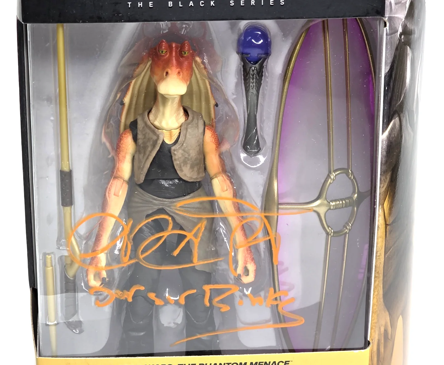 Ahmed Best — Ahmed Best SIGNED Jar Jar Binks Hasbro Star Wars The Black Series Phantom Menace, image 5