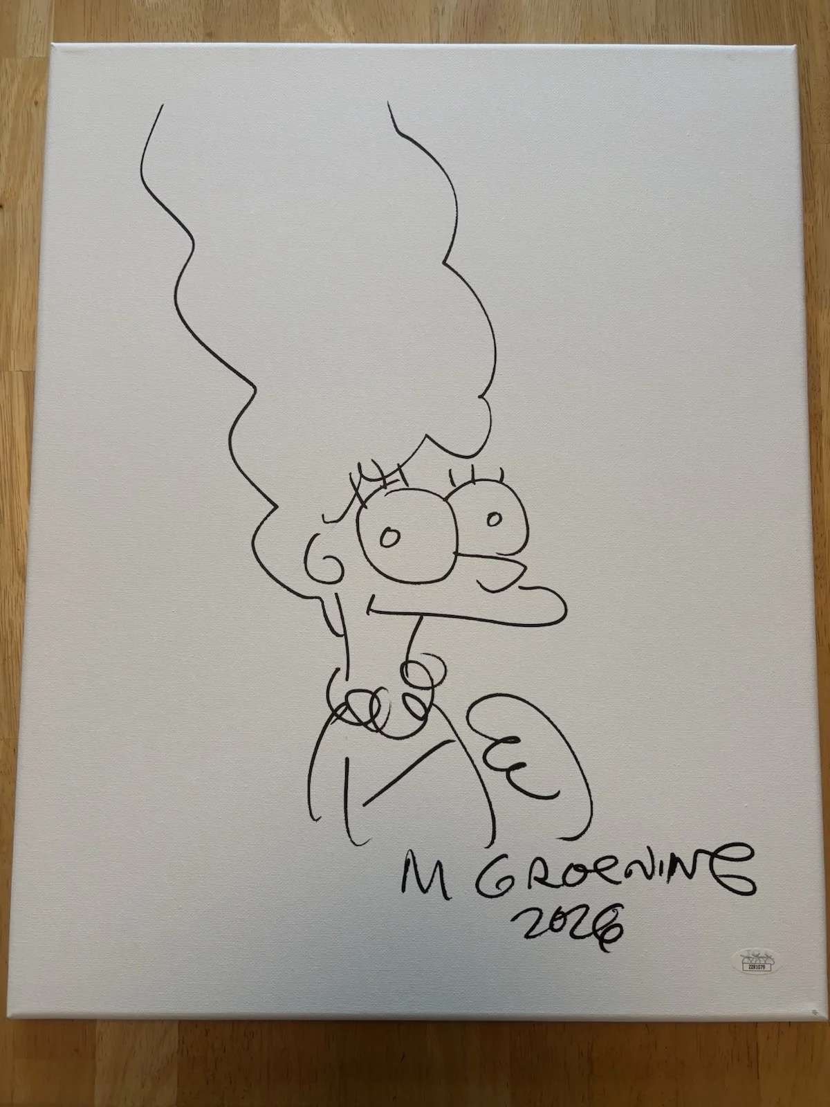 Matt Groening Signed 16x20 Canvas Marge Simpson Sketch JSA LOA, image 2