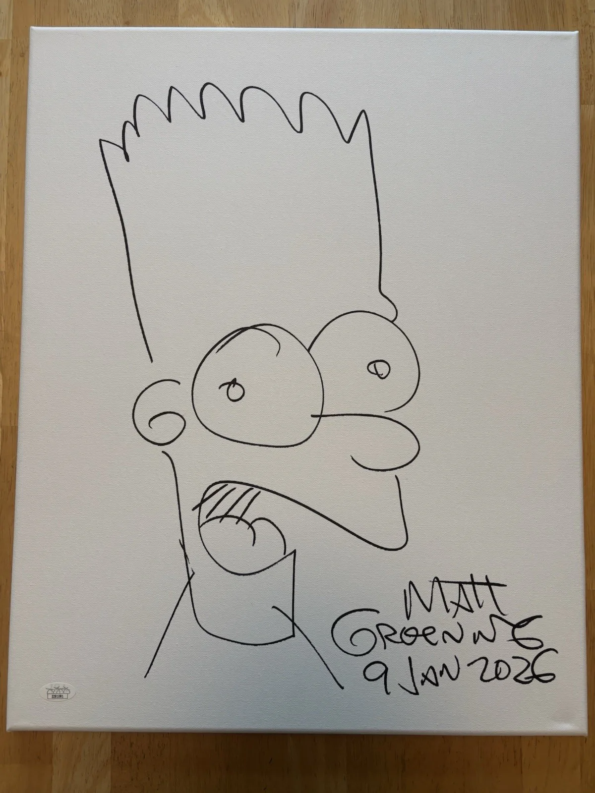 Matt Groening Signed 16x20 Canvas Bart Simpson Sketch JSA LOA, image 2