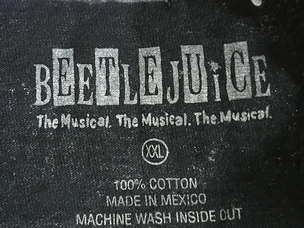 Beetlejuice The Musical T Shirt Size XXL Black Acid Wash Broadway Musical, изображение 3