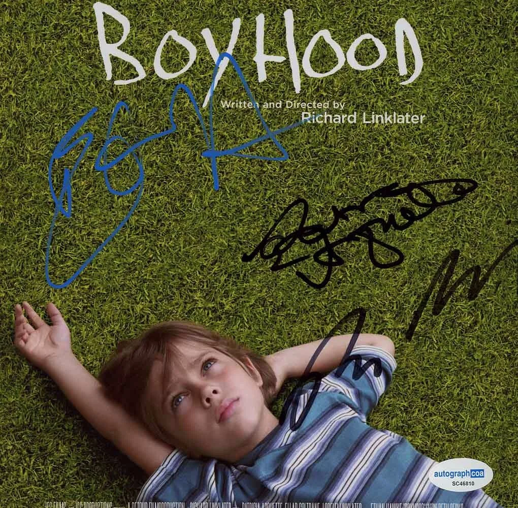 ETHAN HAWKE, PATRICIA ARQUETTE, RICHARD LINKLATER — Ethan Hawke PATRICIA ARQUETTE Richard Linklater signed "BOYHOOD" 8x10 Photo ACOA, изображение 4