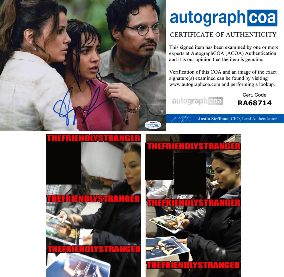 EVA LONGORIA — Eva Longoria signed "DORA & LOST CITY OF GOLD" 8x10 Photo PROOF b ACOA COA