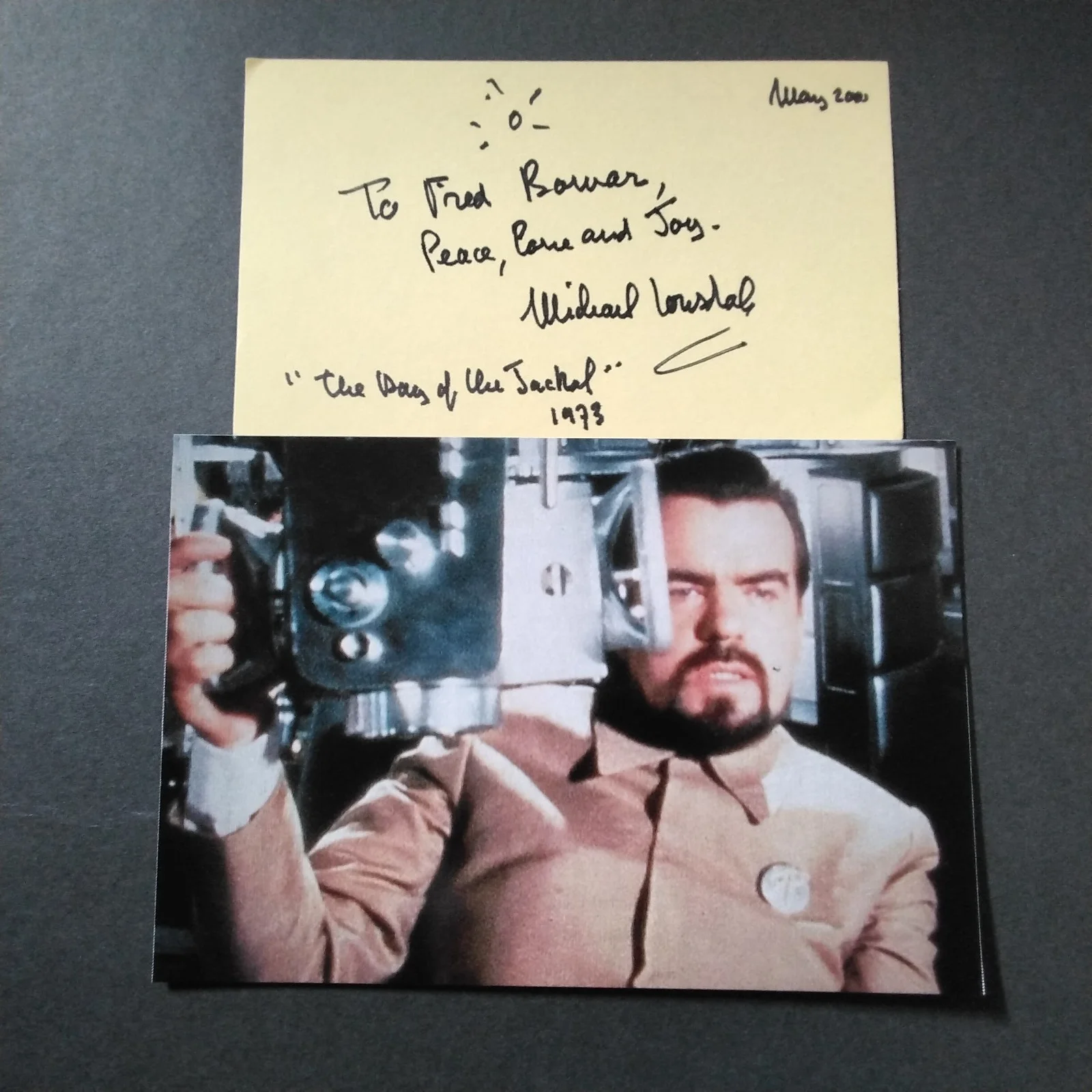 Michael Lonsdale Signed Card Photo Movie Actor Day of Jackal Moonraker Munich, изображение 2