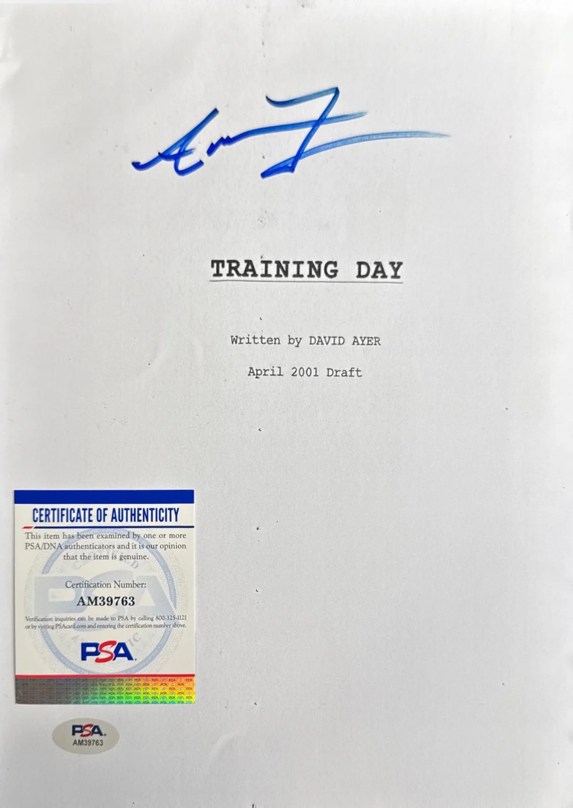 Antoine Fugua — Antonine Fugua Signed 8x10 Training Day Script Cover Only PSA AM39763, image 2