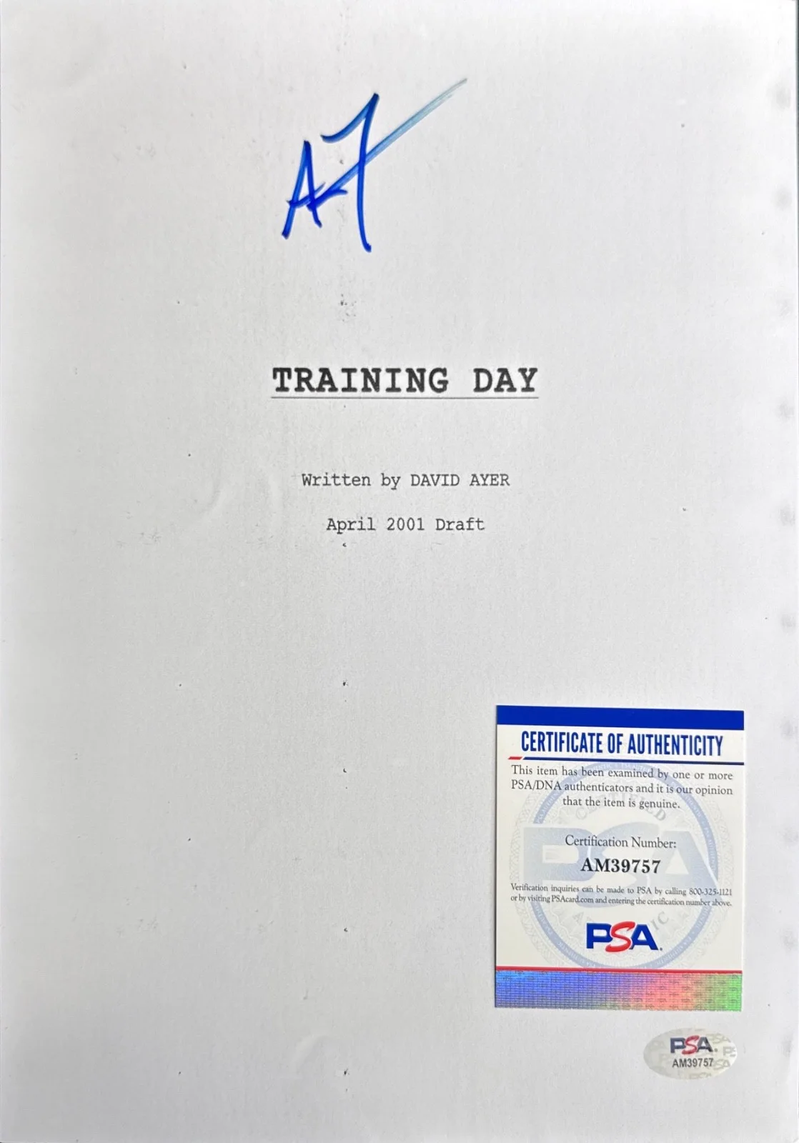 Antoine Fugua — Antonine Fugua Signed 8x10 Training Day Script Cover Only PSA AM39757, image 2