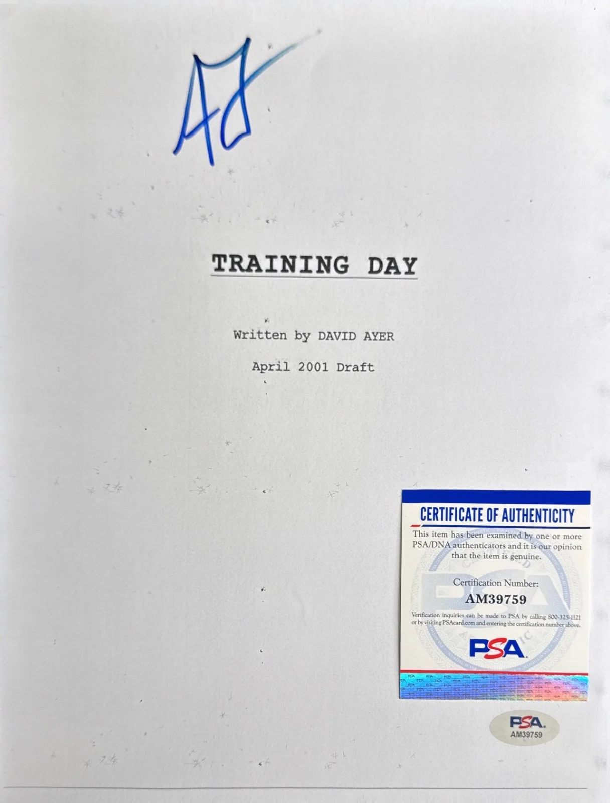 Antoine Fugua — Antonine Fugua Signed 8x10 Training Day Script Cover Only PSA AM39759, image 2