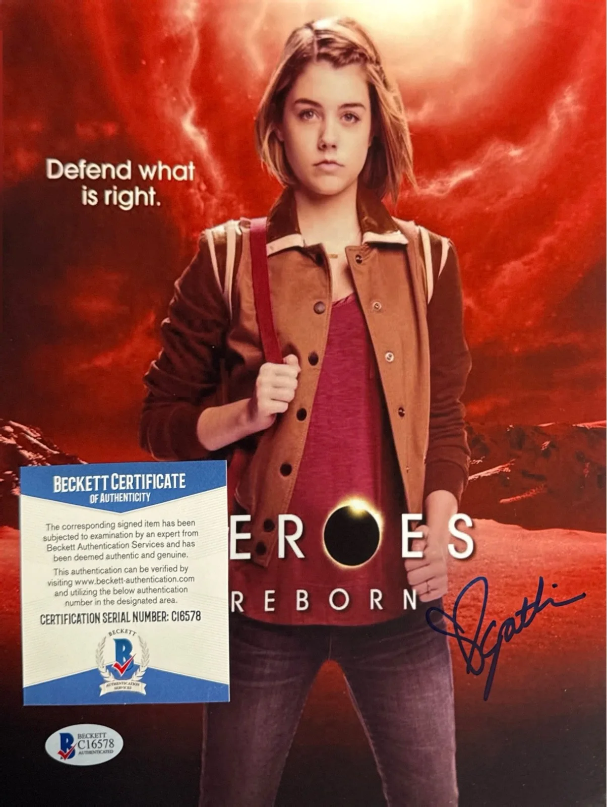 Gatlin Green — Gatlin Green Signed 8x10 Heroes Reborn Photo BAS C16578, image 2
