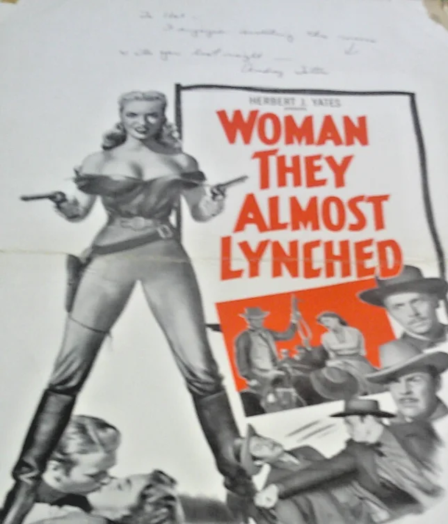 "Audrey Totter" Autographed "Woman They Almost Lynched" 1953 WC 22x14 Film Noir, изображение 4