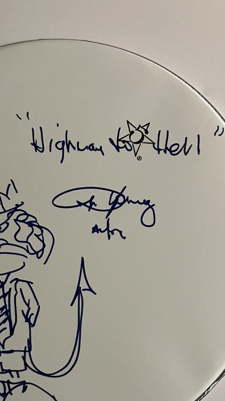 AC/DC SIGNED AUTOGRAPHED DRUMHEAD W COA, image 3