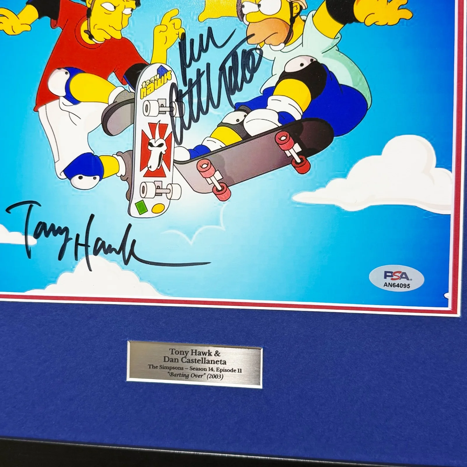 Tony Hawk, Dan Castellaneta — Tony Hawk & Dan Castellaneta Signed Simpsons 8x10 – PSA DNA Certified – Framed, изображение 2