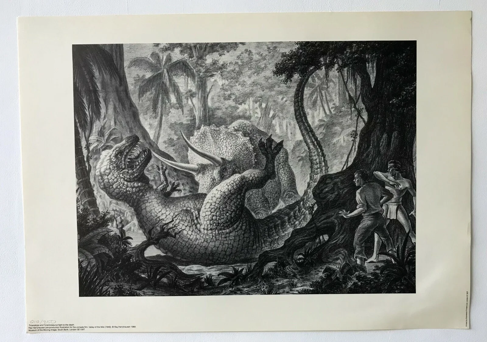 Ray Harryhausen print, collectible, Triceratops and Tyrannosaurus Fight to the D, изображение 2