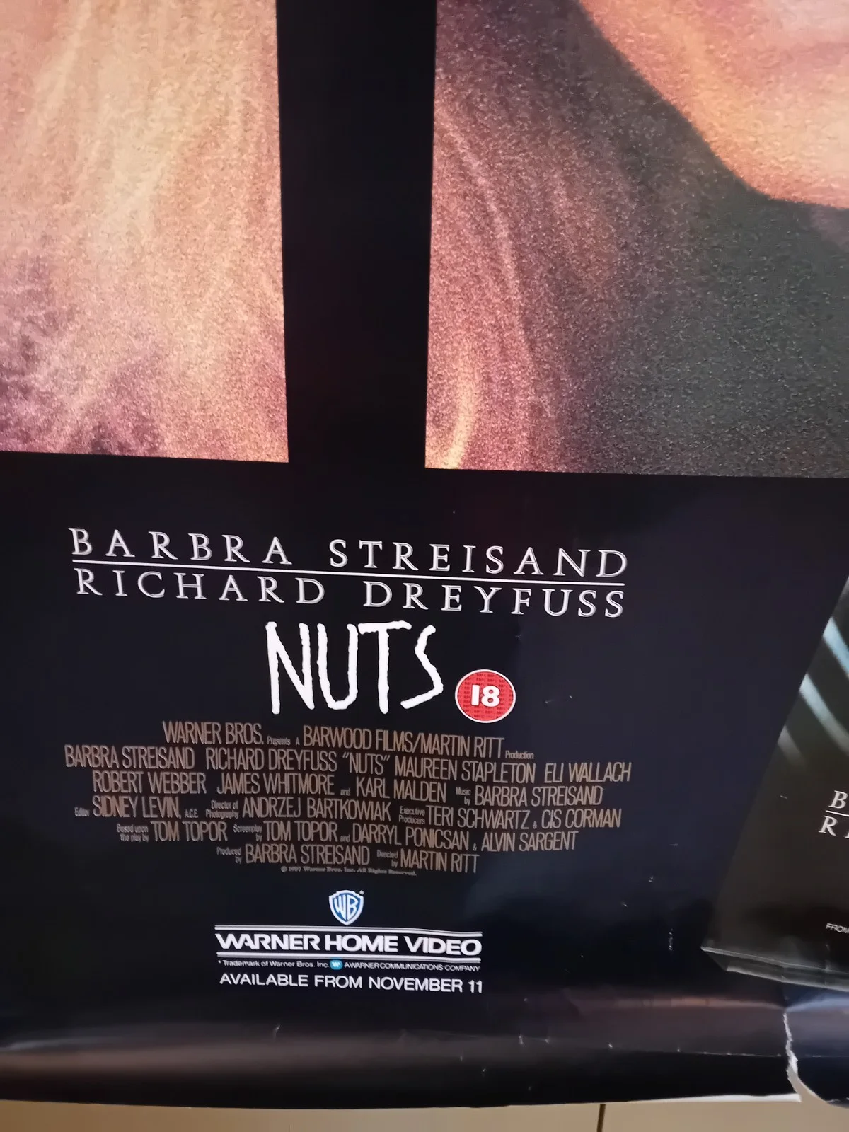 Nuts (1987) Original US One Sheet Movie Poster - Rolled, image 3