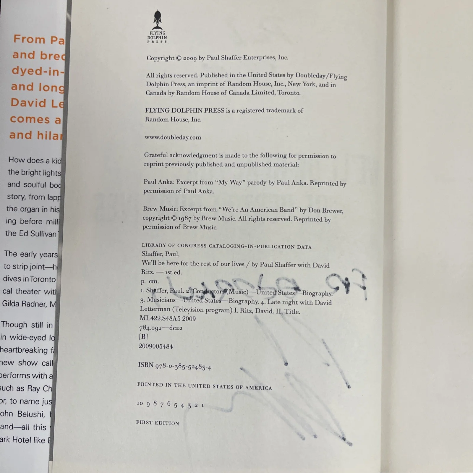 PAUL SHAFFER signed WE'LL BE HERE FOR THE REST OF OUR LIVES Book BLUES BROTHERS, изображение 5