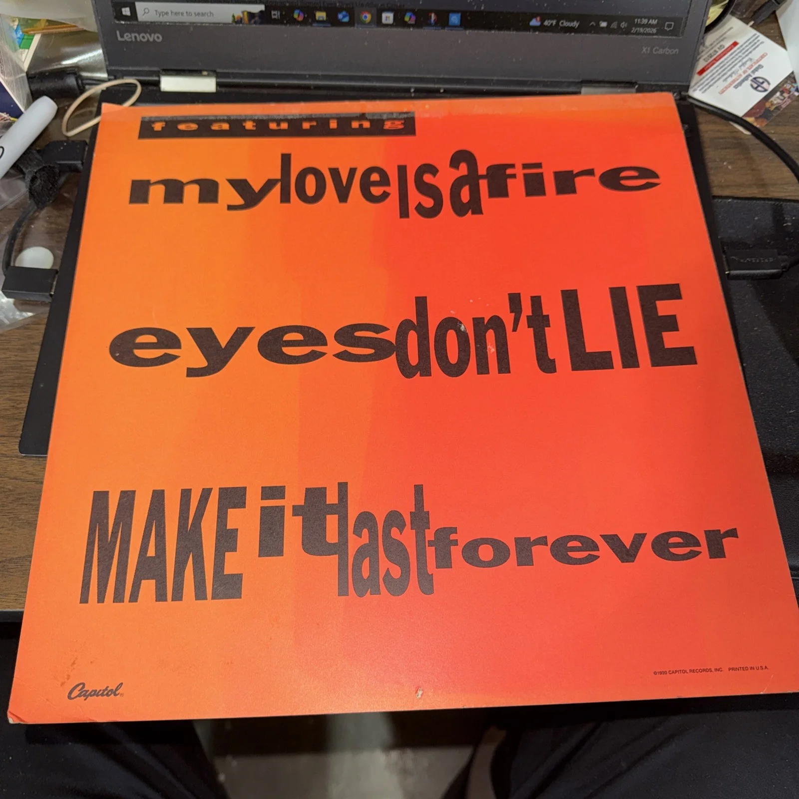 Vintage Donny Osmond Autographed Signed Eyes Don't Lie Album Cover 12x12, изображение 2