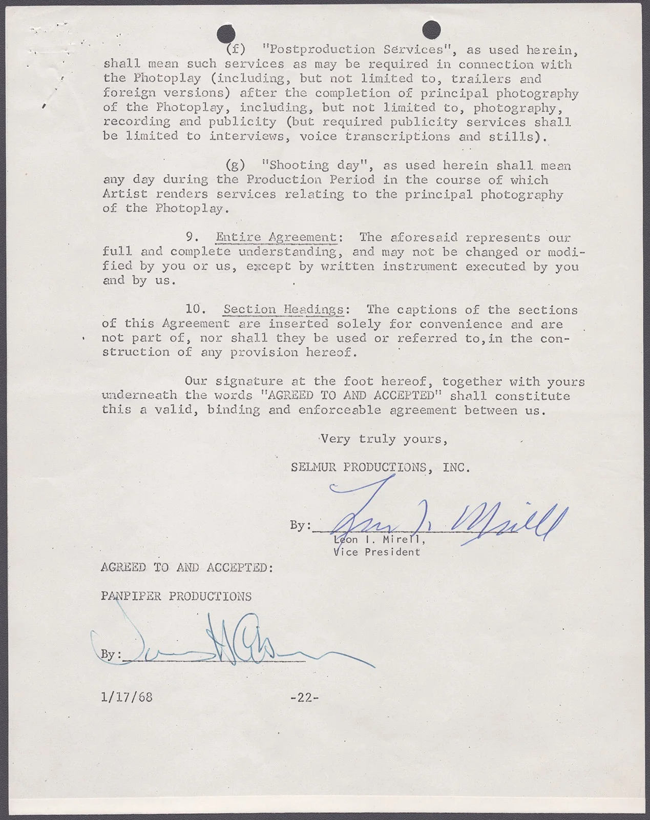 James Coburn — JAMES COBURN - DOCUMENT SIGNED 07/29/1967, image 2