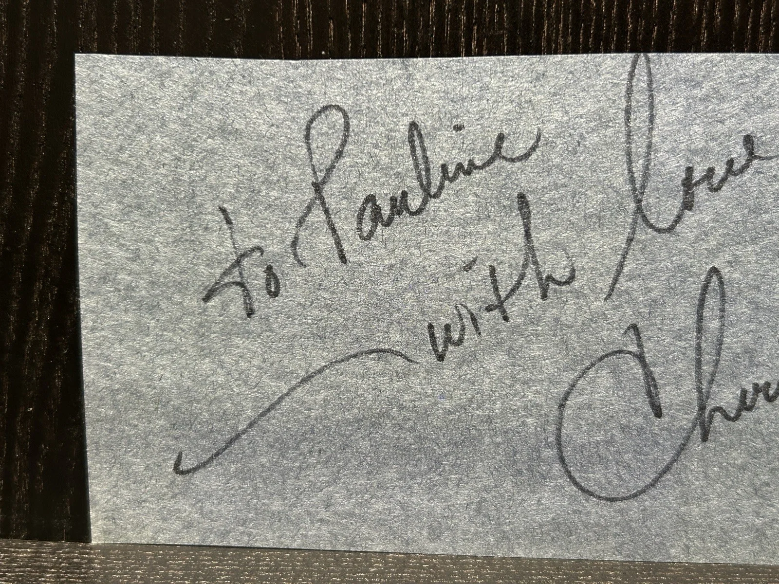Cheryl Tiegs — Nice! SEX ICON CHERYL TIEGS Attractive Autograph on Cut Blue Cardstock Paper, изображение 4
