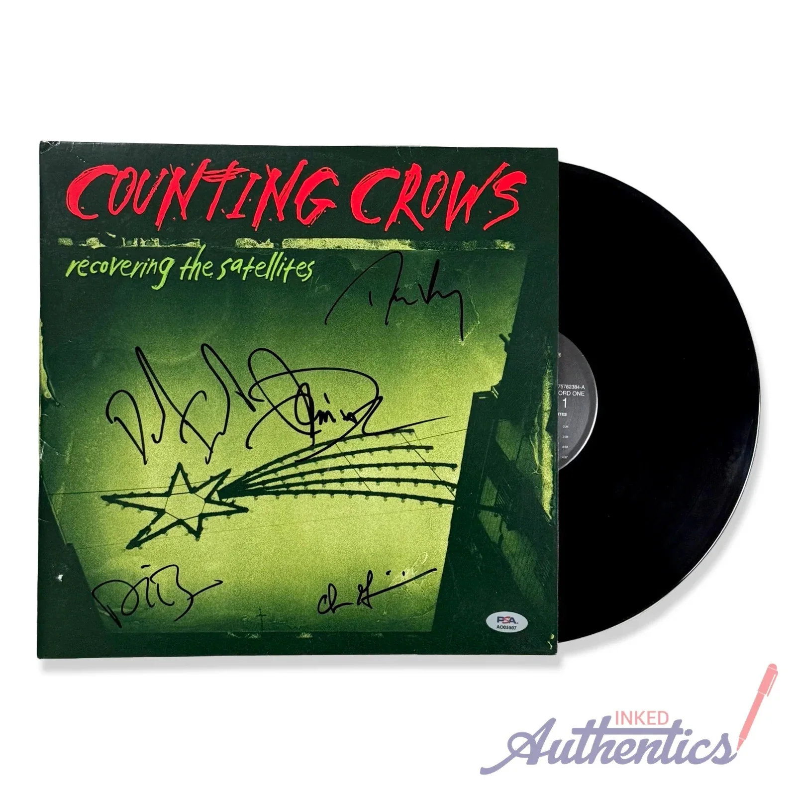 Counting Crows Signed Autographed Vinyl "Recovering the Satellites" PSA/DNA Auth, image 2