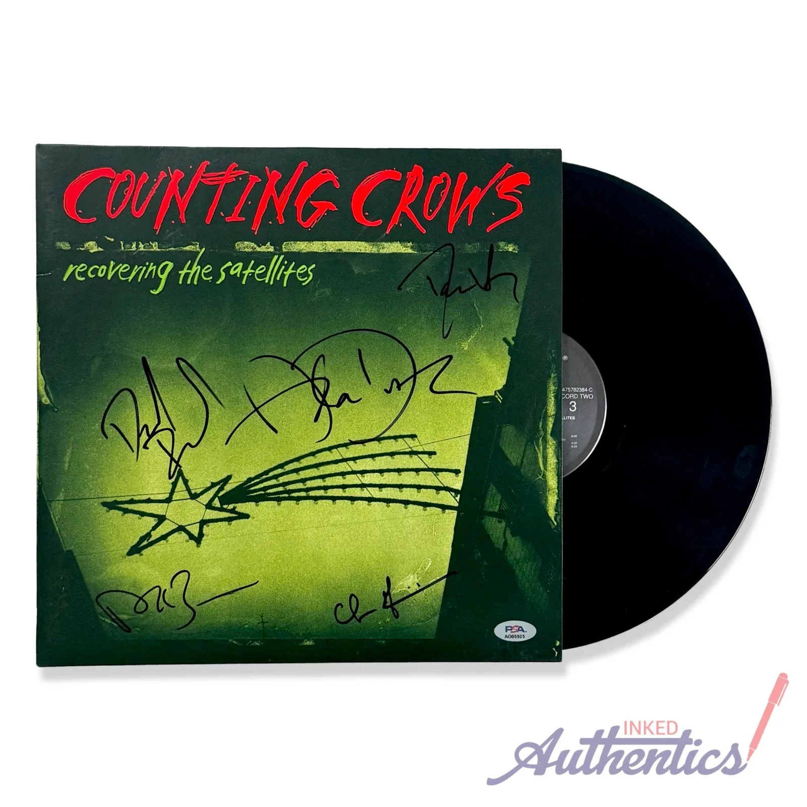 Counting Crows Signed Autographed Vinyl "Recovering the Satellites" PSA/DNA Auth, image 2