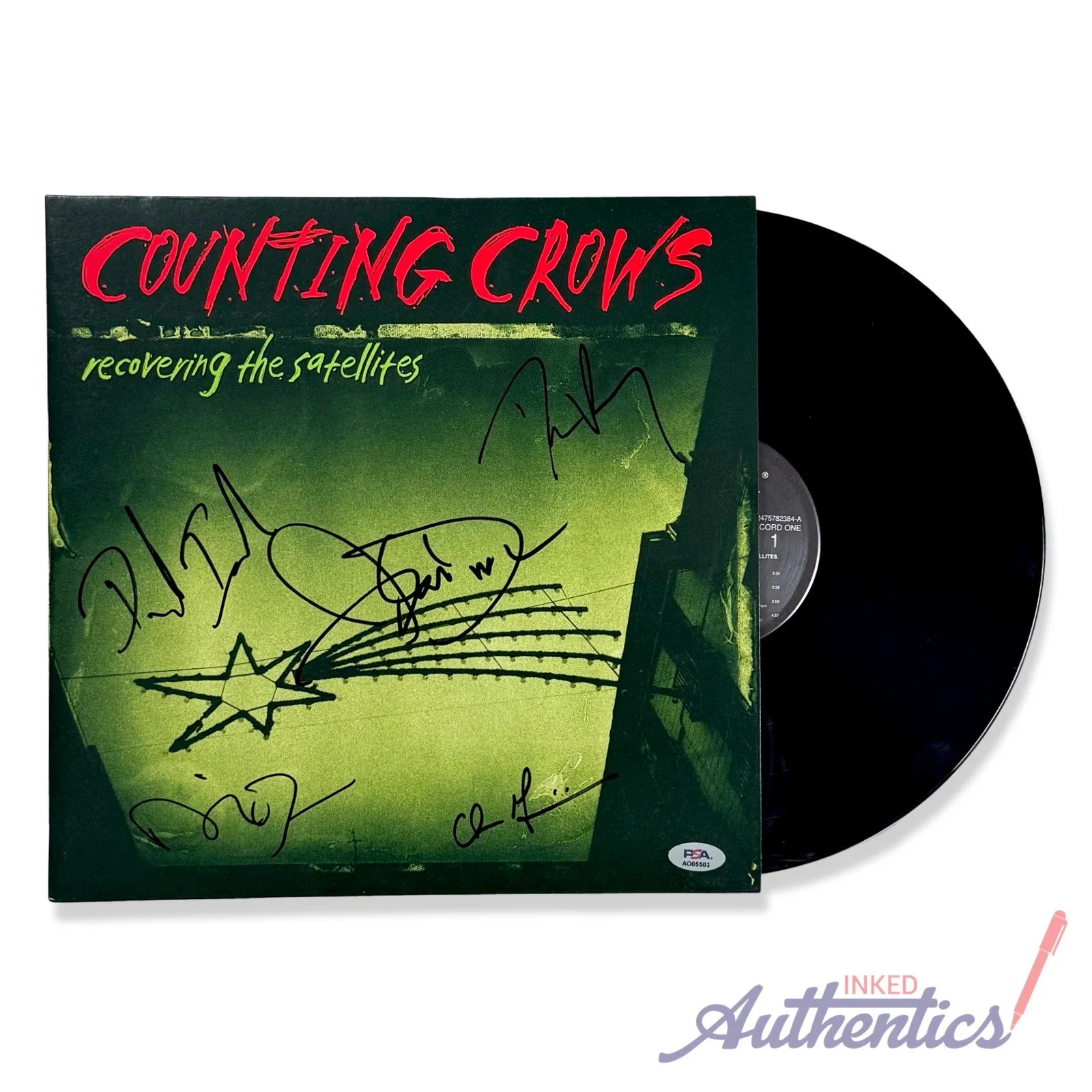 Counting Crows Signed Autographed Vinyl "Recovering the Satellites" PSA/DNA Auth, image 2