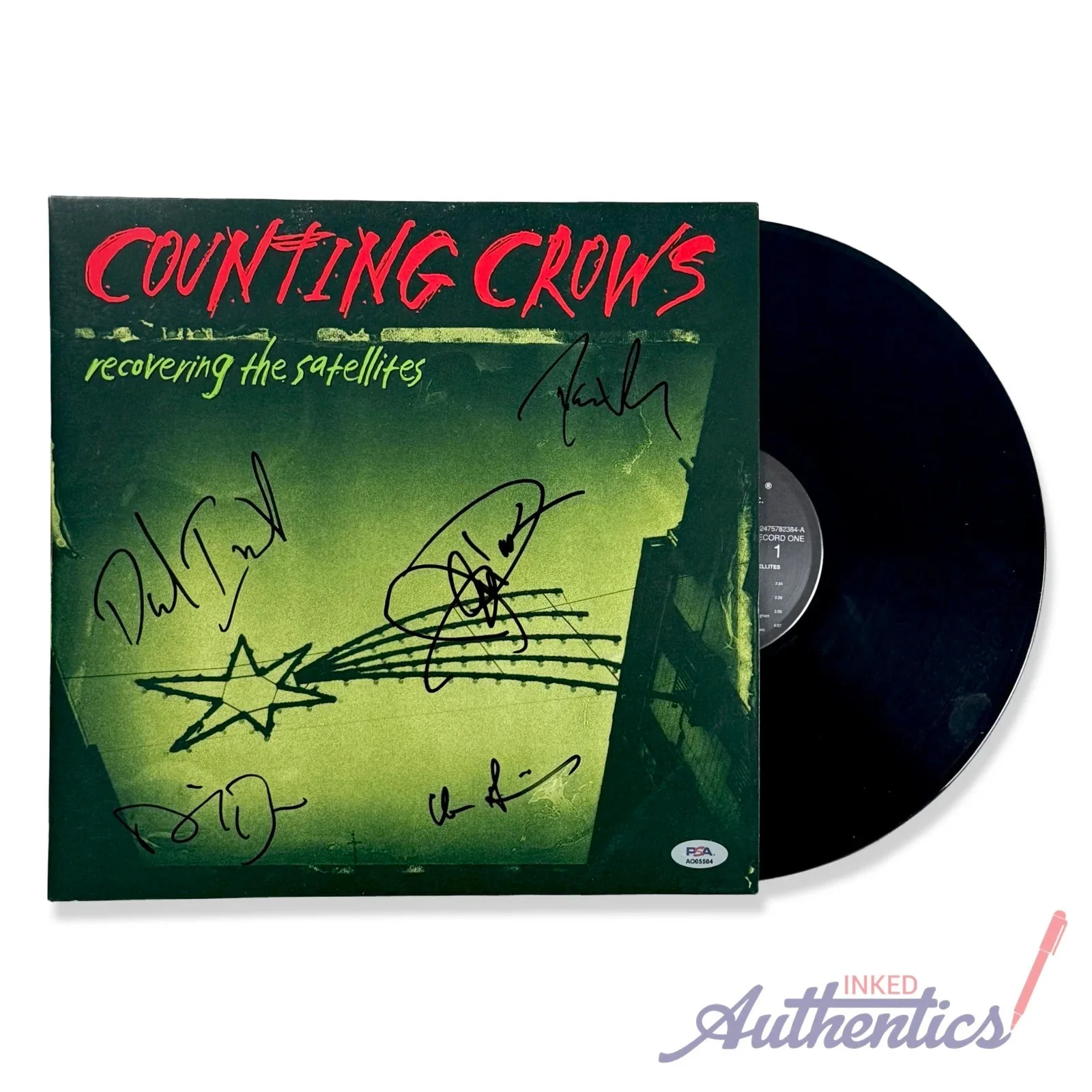 Counting Crows Signed Autographed Vinyl "Recovering the Satellites" PSA/DNA Auth, изображение 2