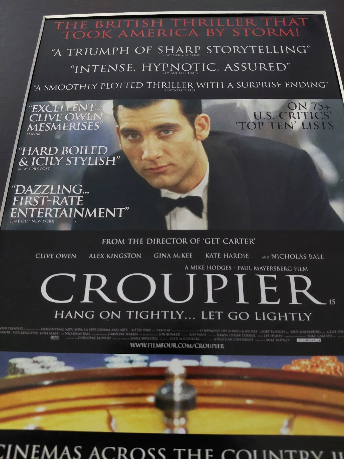 Croupier Movie Poster Original Movie Advert Mounted 14x11", изображение 4