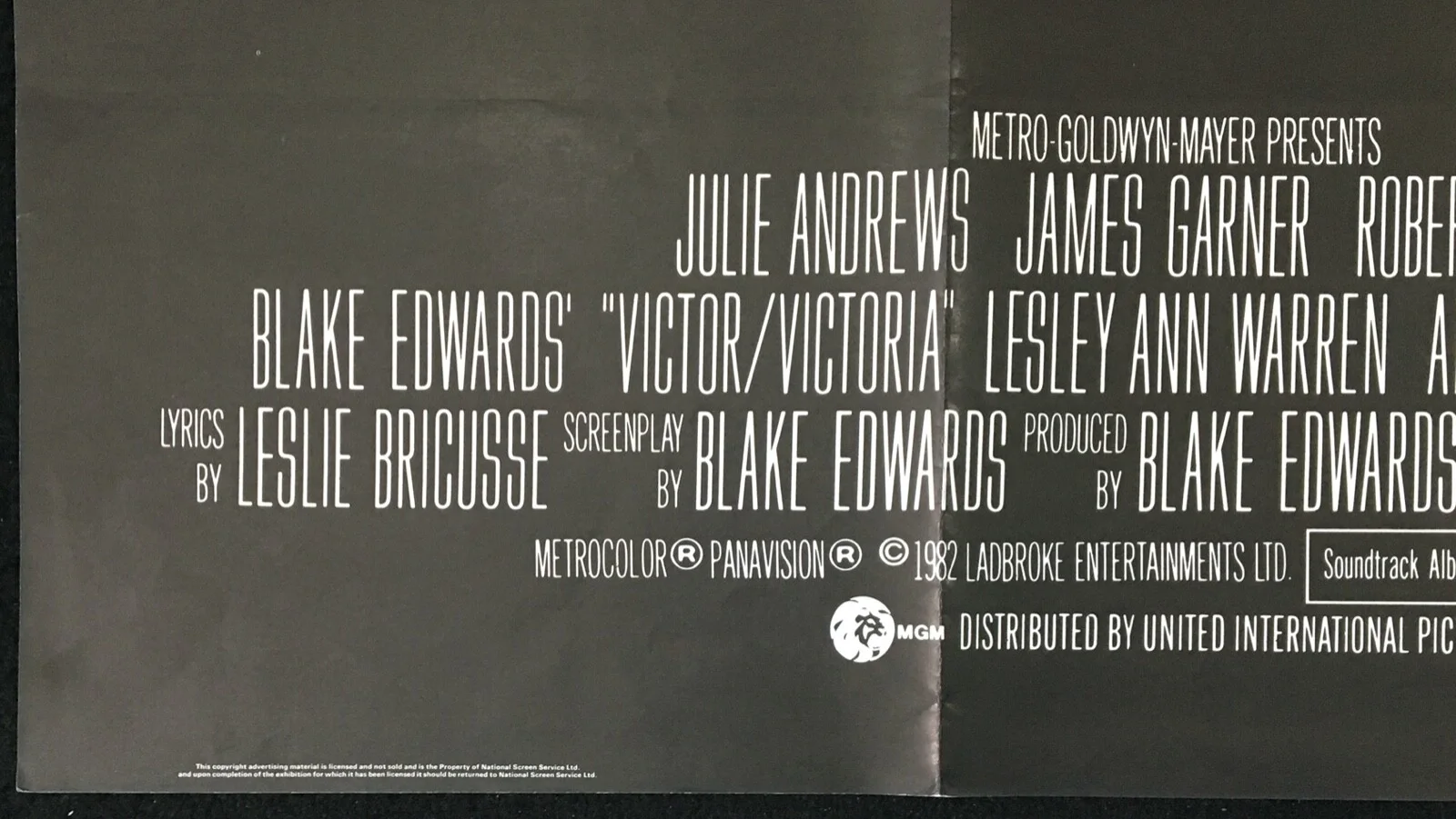 Victor Victoria ORIGINAL Quad Movie Poster Blake Edwards Julie Andrews 1982, изображение 4