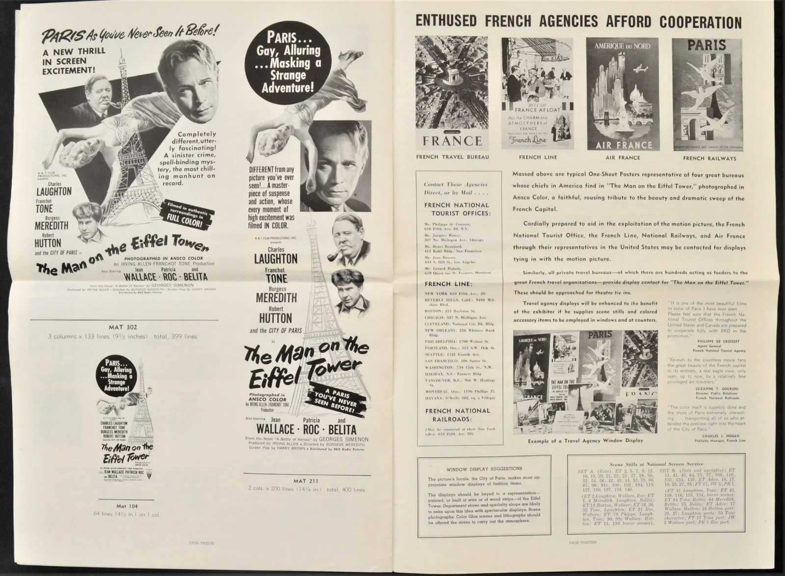 MAN ON THE EIFFEL TOWER 1949 Charles Laughton Franchot Tone SIMENON US PRESSBOOK, изображение 5