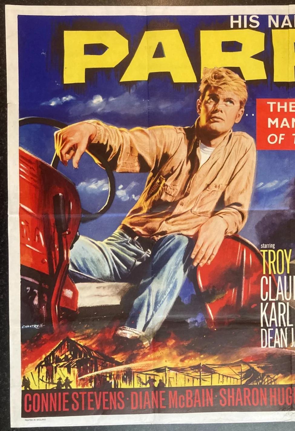PARRISH 1961 Original Cinema UK Quad Movie POSTER Troy Donahue Chantrell, изображение 3