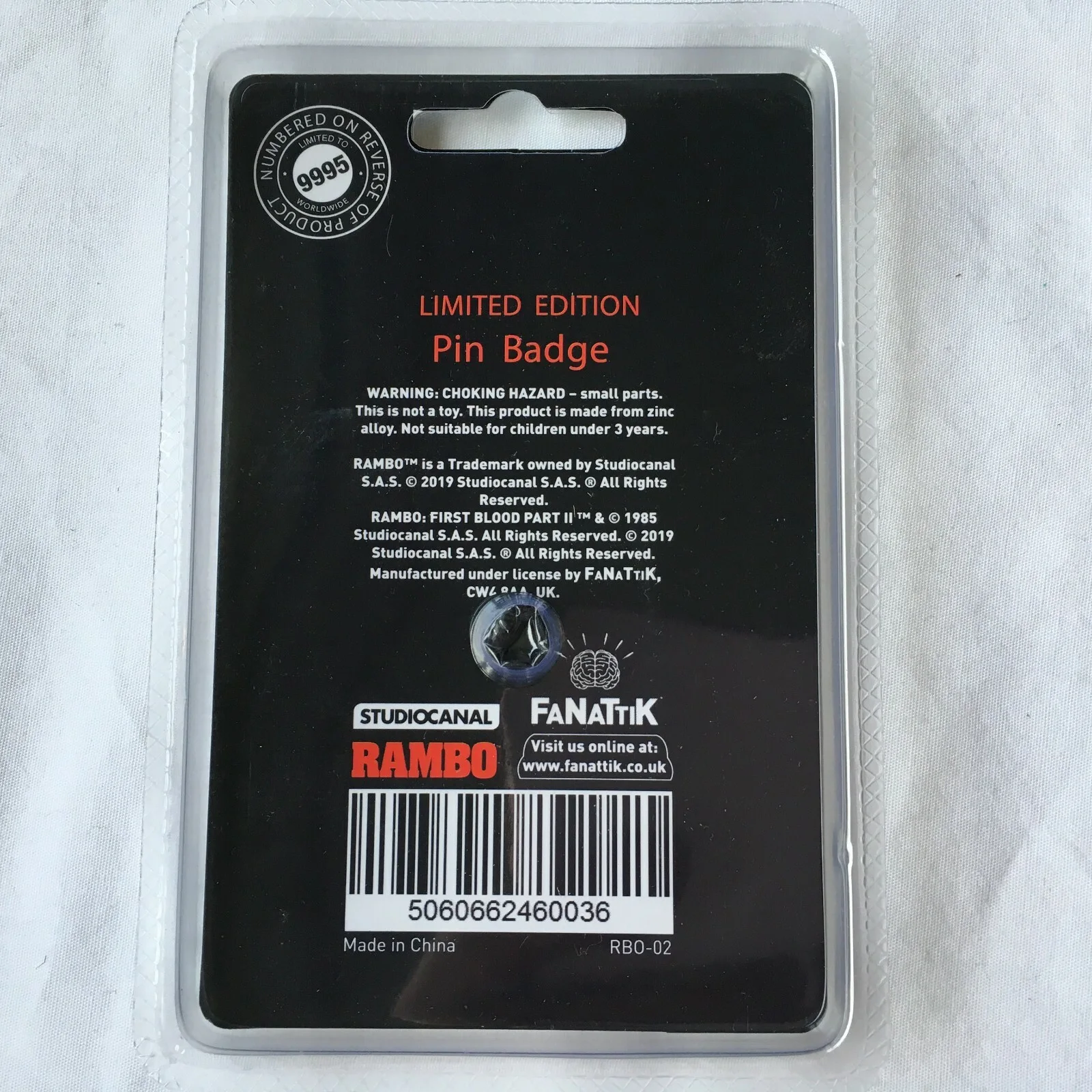 Rambo Pin Badge Limited Edition Collector Official "NEW" NUMBERED, изображение 2