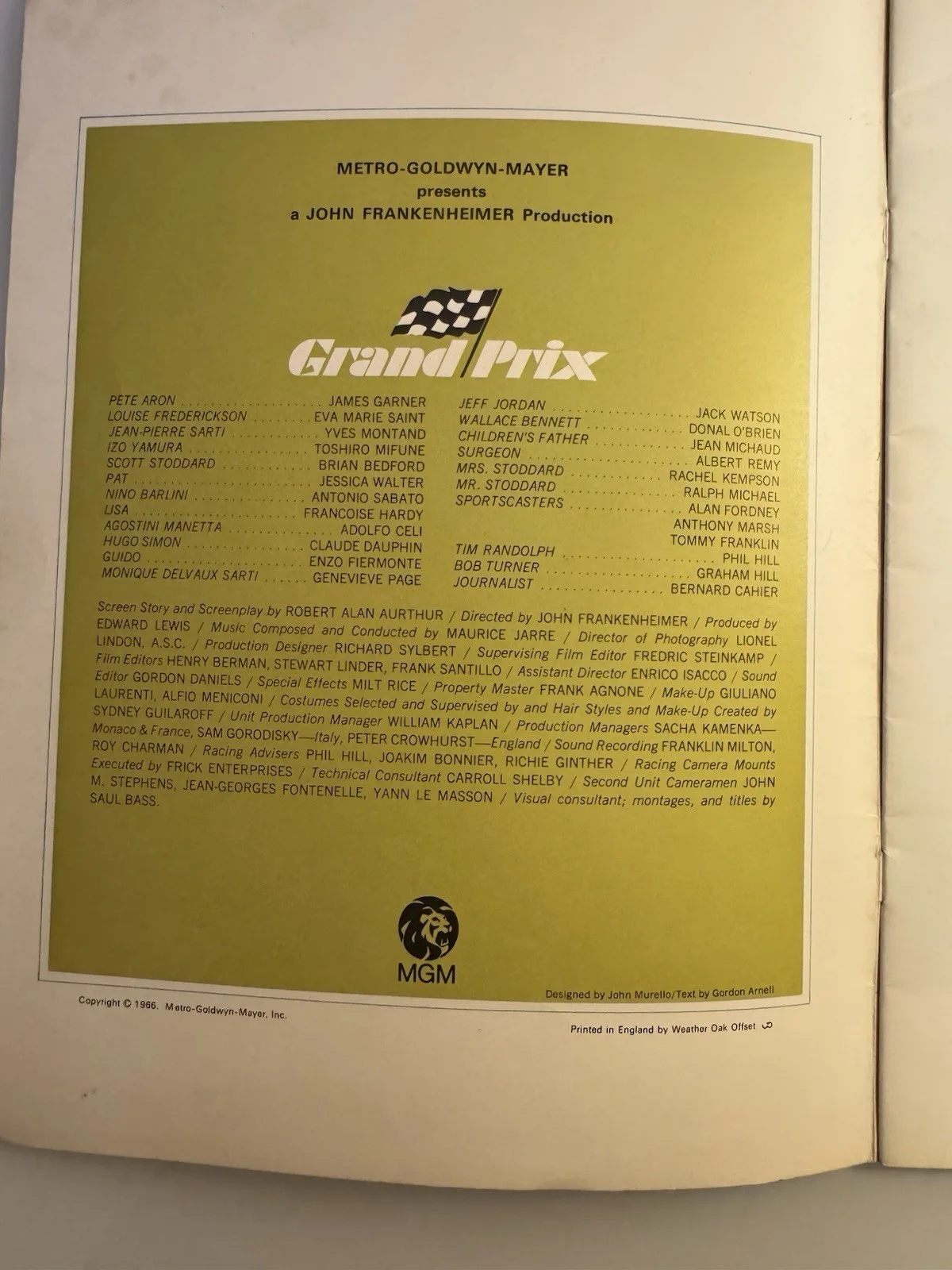 Collectable Grand Prix The Movie 1966 Brochure Very Rare Excellent Condition, изображение 2