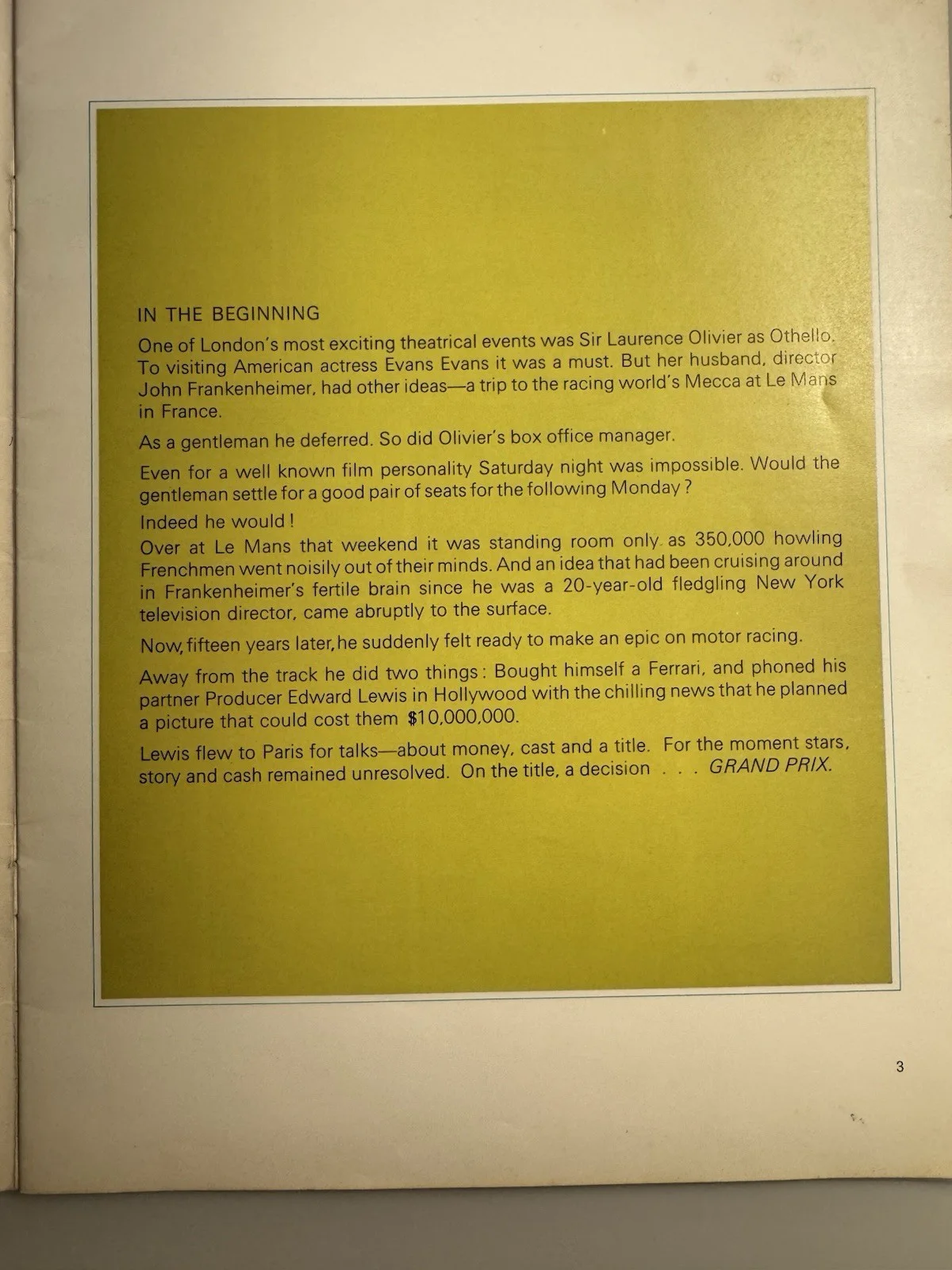 Collectable Grand Prix The Movie 1966 Brochure Very Rare Excellent Condition, изображение 3