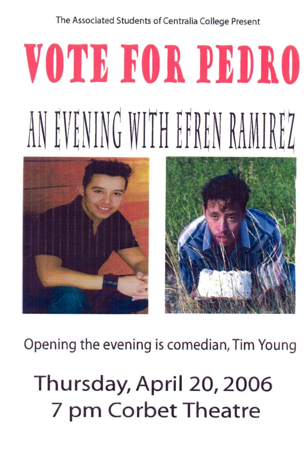 Efren Ramirez — Efren Ramirez Signed 8x10 Photo w/Event Program Napoleon Dynamite Vote For Pedro, image 2
