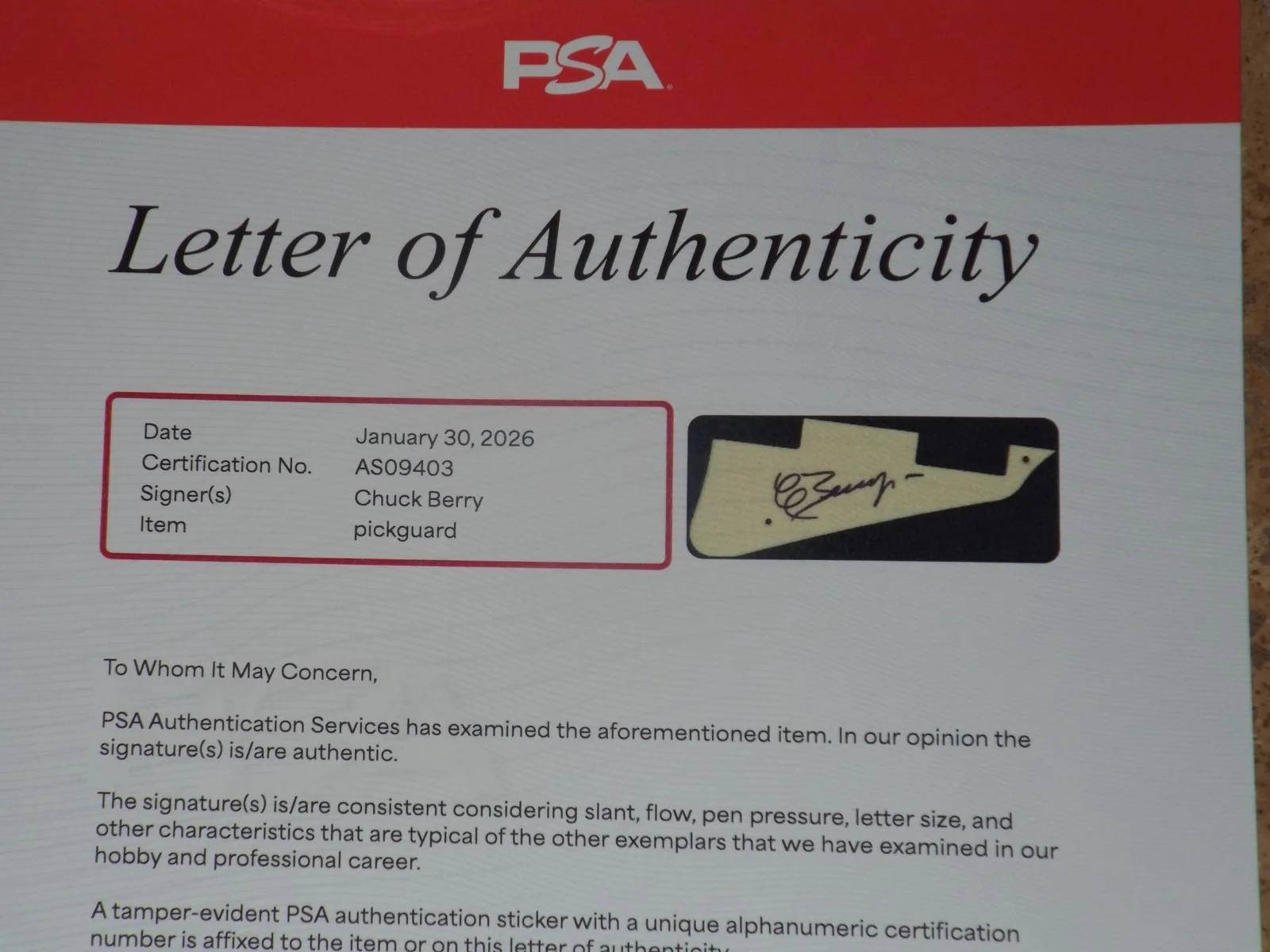 Chuck Berry PSA certified LOA COA Authentic signed autographed guitar RARE, image 3