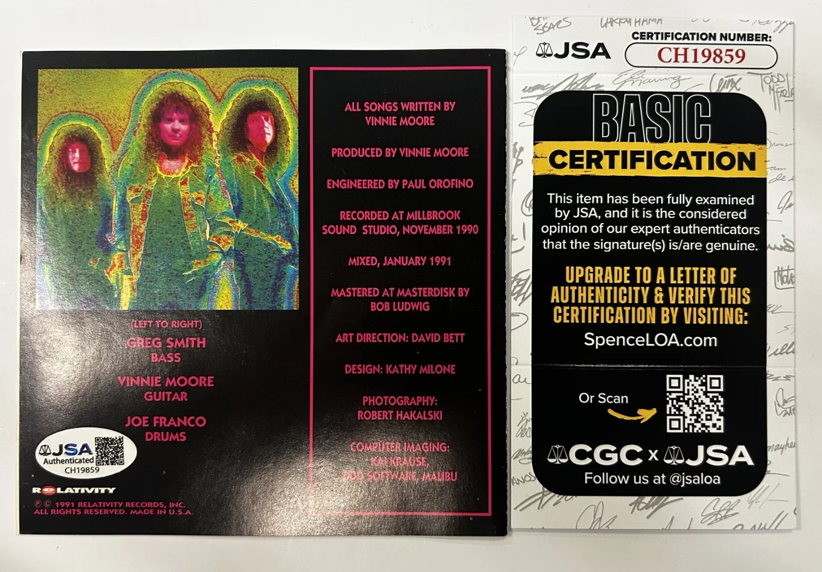 Vinnie Moore (UFO, Alice Cooper) Signed CD Booklet Auto Autograph JSA COA, image 2