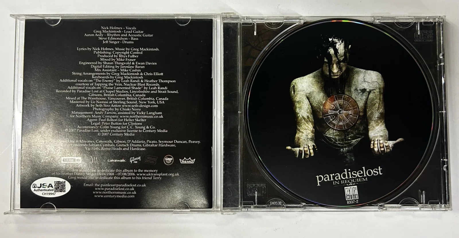 Paradise Lost CD Booklet Signed by Four Members Auto Autograph JSA COA, image 5