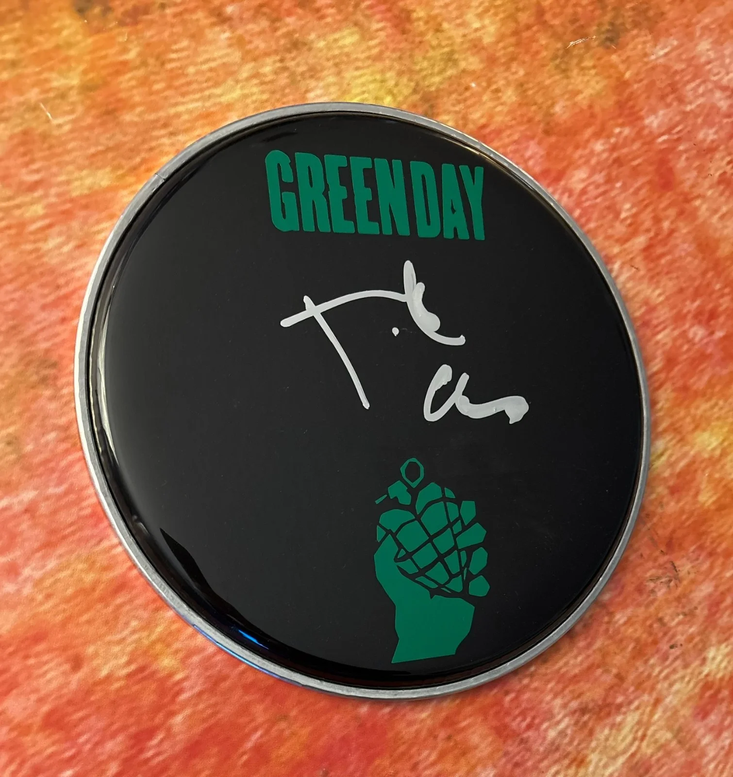 GFA Green Day Band Drummer * TRE COOL * Signed New 10" Drumhead COA, image 4