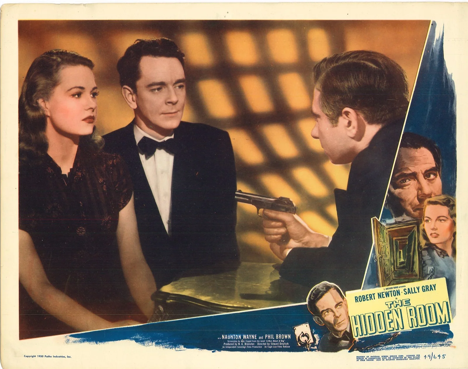 The Hidden Room 2x ORIGINAL US Lobby Cards Robert Newton Edward Dmytryk 1949, image 3