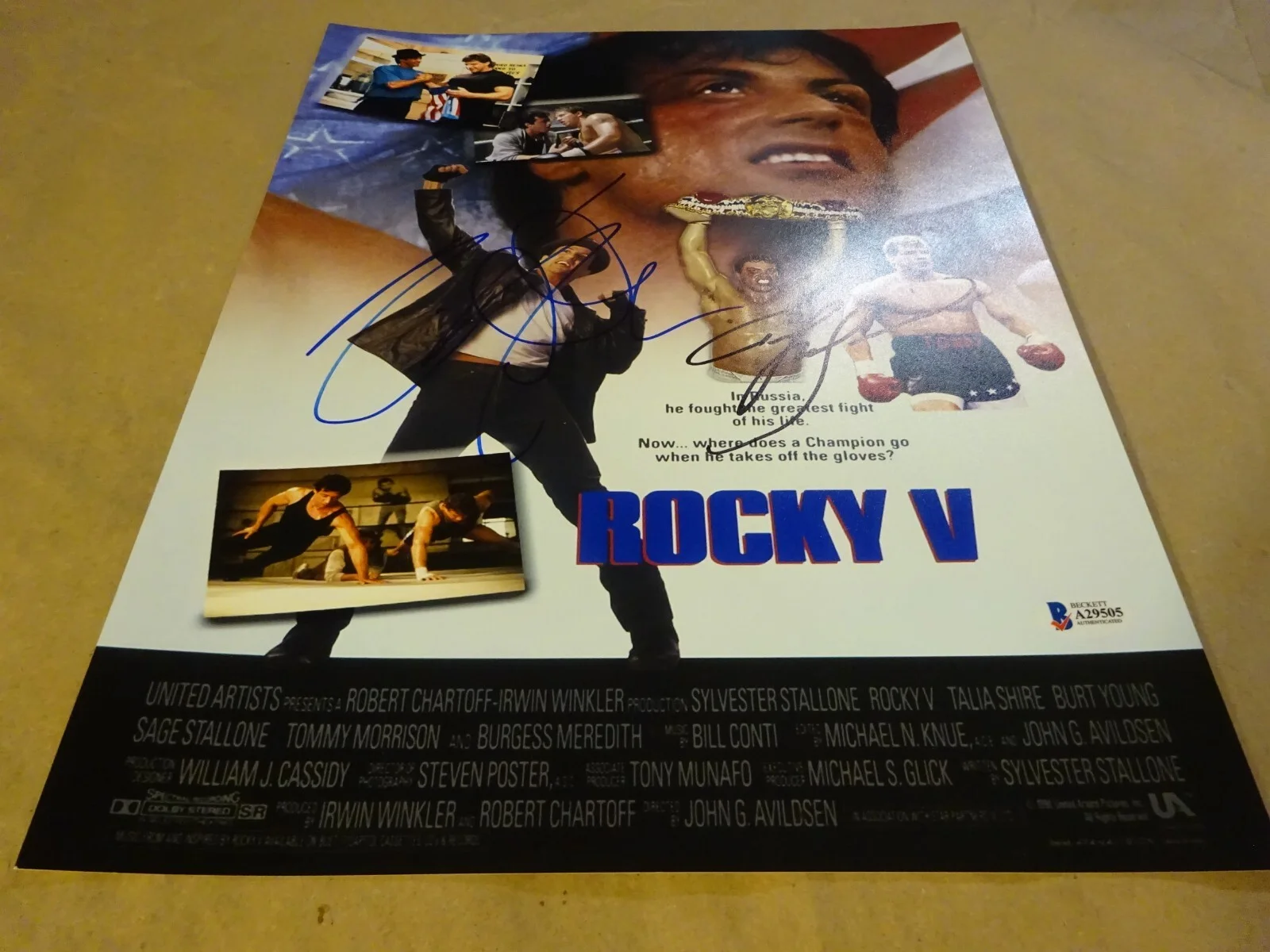 Sylvester Stallone, Tommy Morrison — Sylvester Stallone & Tommy Morrison Signed 11"x14" Photo Rocky V Beckett BAS COA, image 3