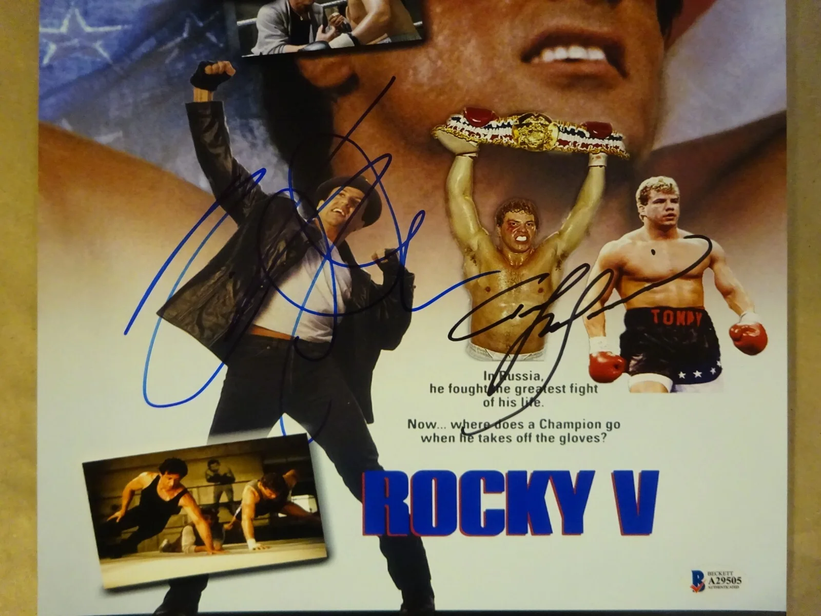 Sylvester Stallone, Tommy Morrison — Sylvester Stallone & Tommy Morrison Signed 11"x14" Photo Rocky V Beckett BAS COA, image 4