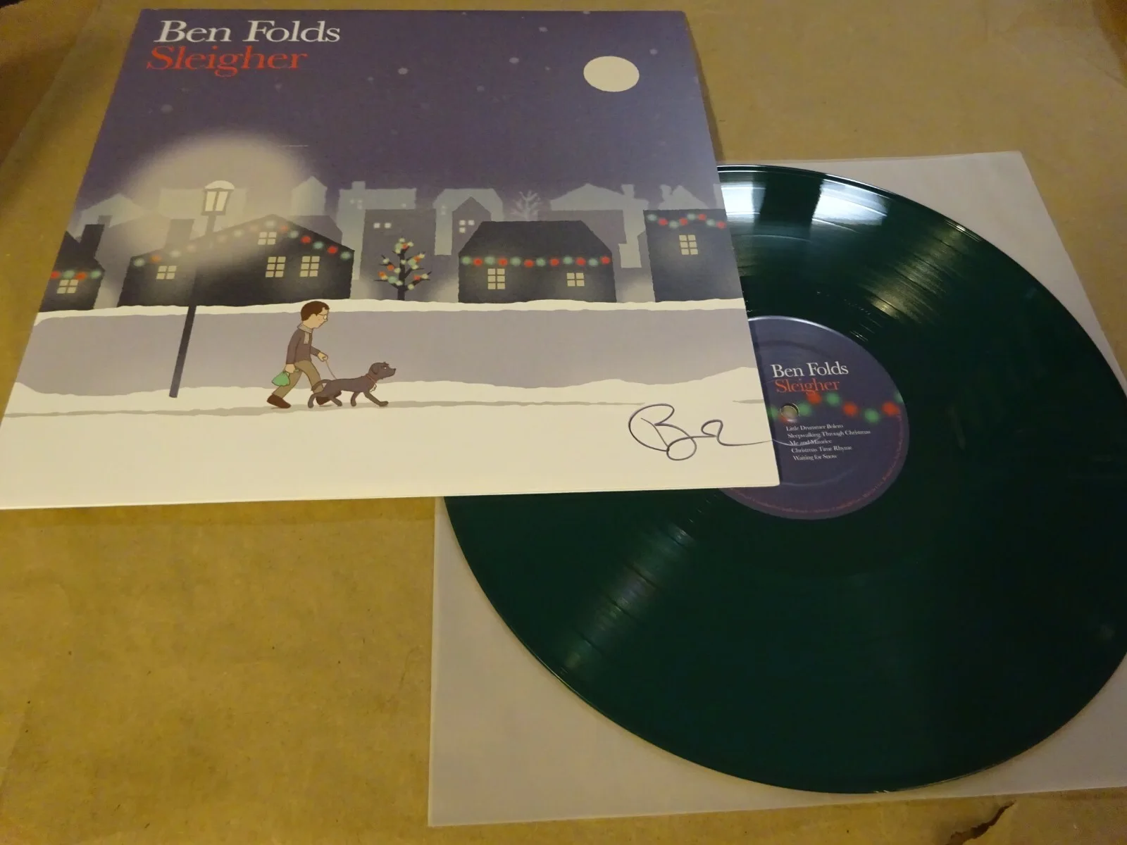Signed Ben Folds Autographed Sleigher Christmas Album Cover Beckett BAS COA, изображение 2