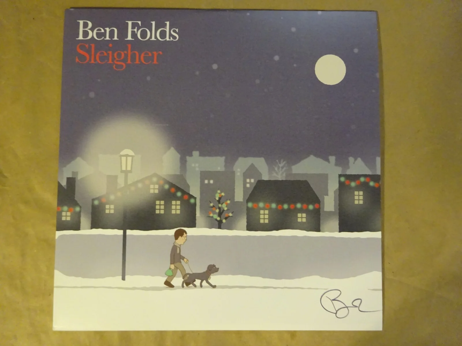 Signed Ben Folds Autographed Sleigher Christmas Album Cover Beckett BAS COA, изображение 3