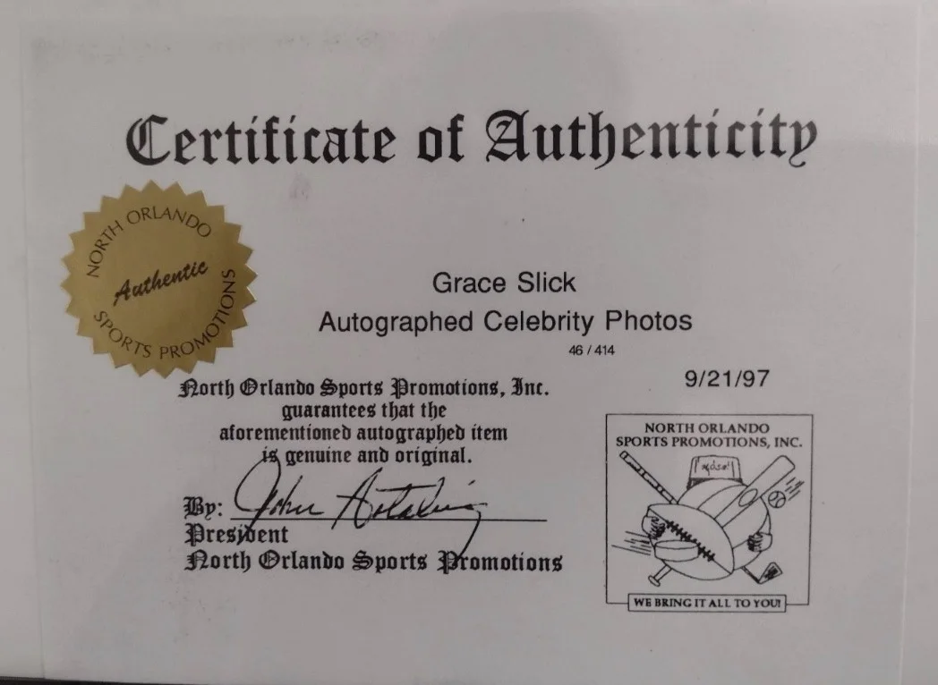Grace Slick — GRACE SLICK autographed 8x10 with COA Jefferson Airplane “White Rabbit”, image 3