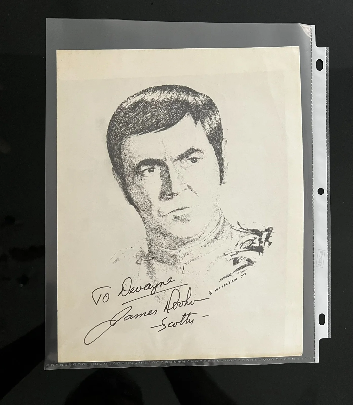 Original James Doohan autograph on Heather Firth Illustration Print, image 3