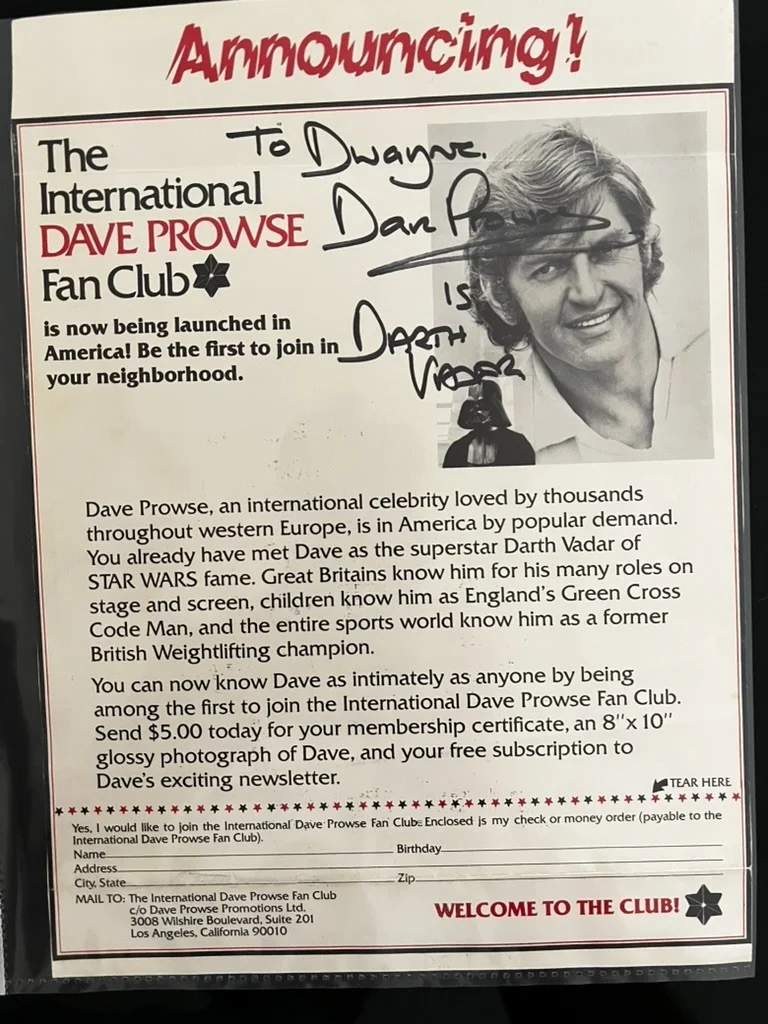 David Prowse — David Prowse Autograph on David Prowse Fan Club Flyer, image 3