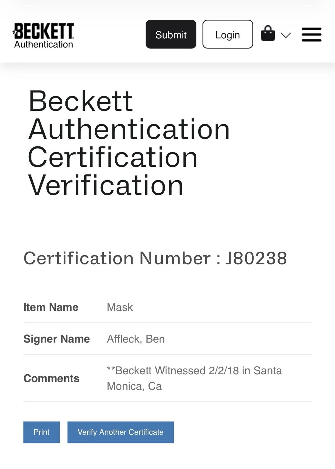 BEN AFFLECK — Ben Affleck Signed Batman Armored Mask Authentic Autograph Beckett Witness, изображение 4
