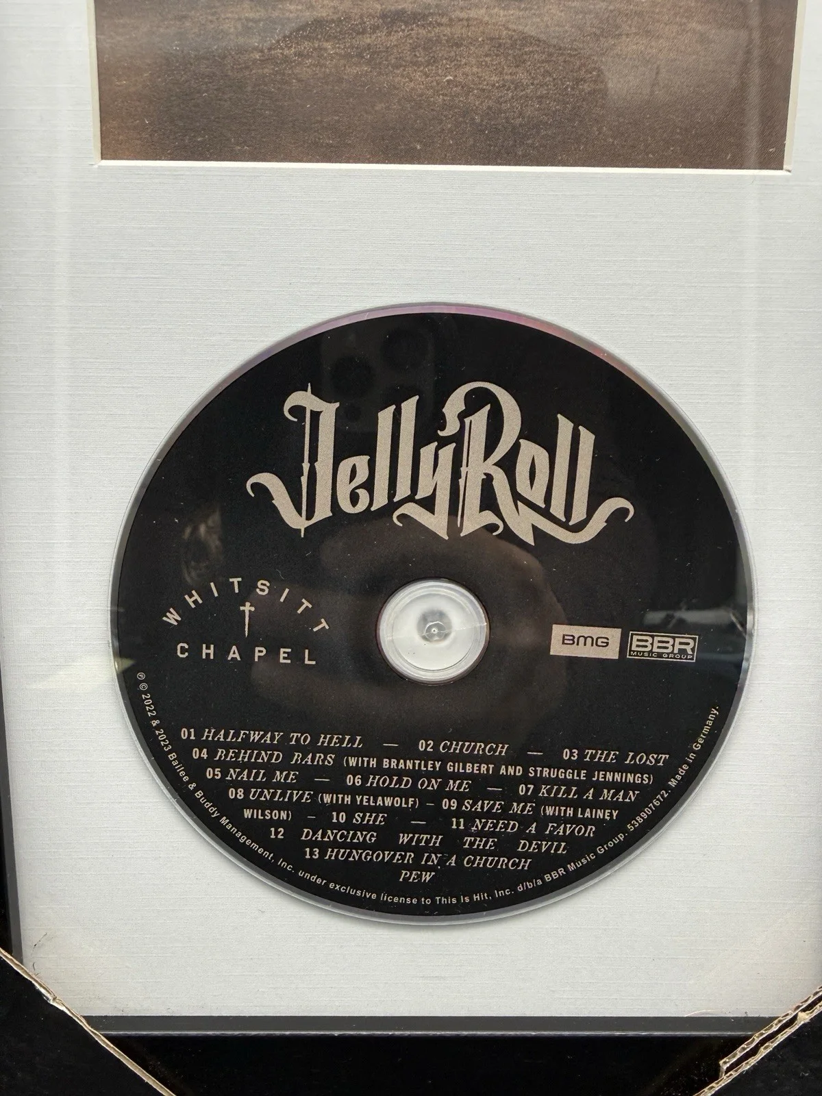 Jelly Roll SIGNED "Whitsitt Chapel" Cd Art Card Autographed Framed Auto, image 3