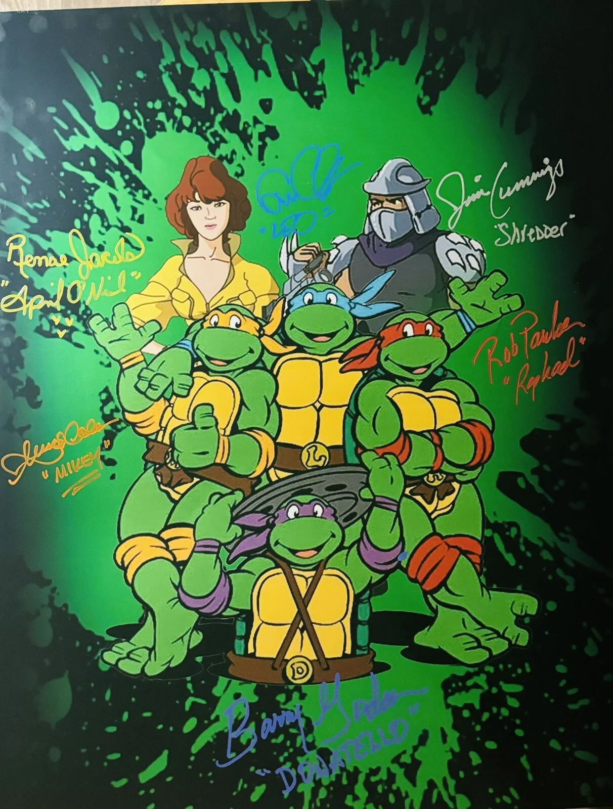 Kevin Eastman — Teenage Mutant Ninja Turtles Cast Signed Autograph 16x20 Photo 6 Signatures ￼