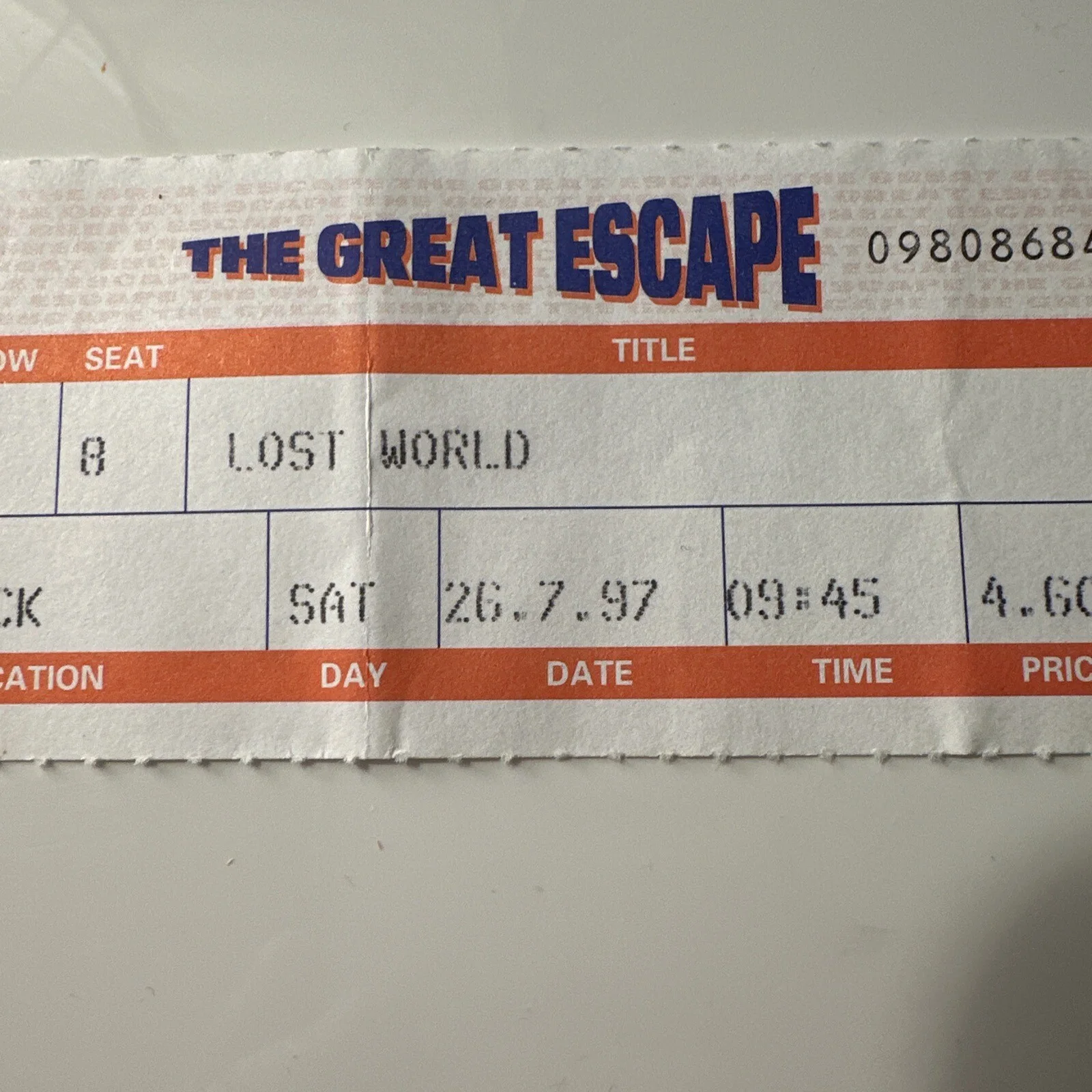 Vintage Jurassic Park LOST WORLD Original UCI Cinemas Ticket Stub 1997 UK, изображение 3