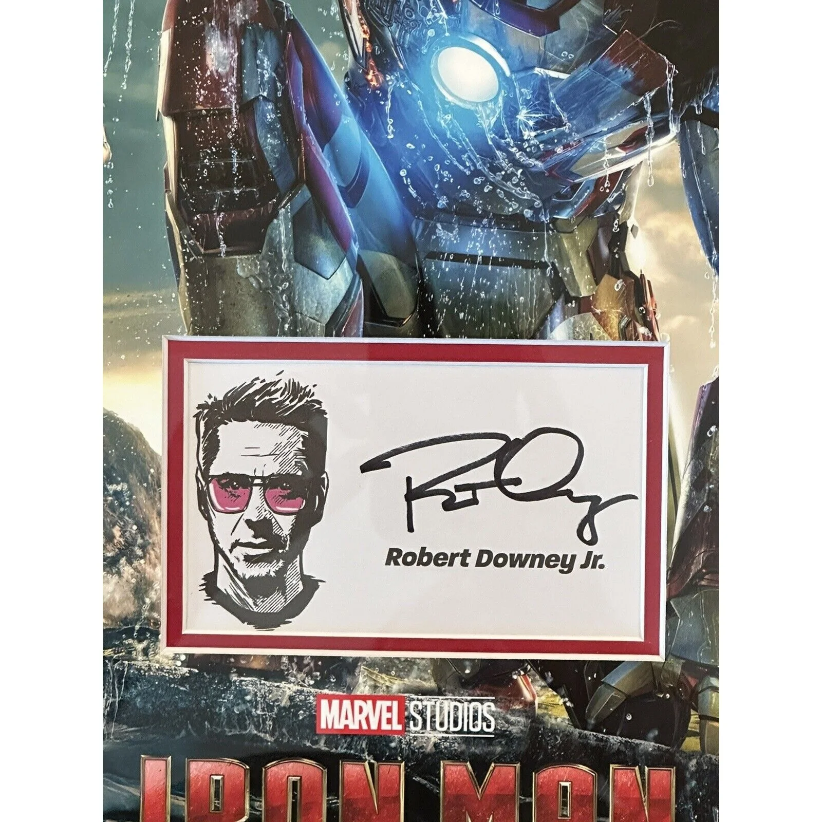Robert Downey Jr — Robert Downey Jr. Autograph Signed 12x16 Iron Man Marvel Matte Framed Full SIG, image 2