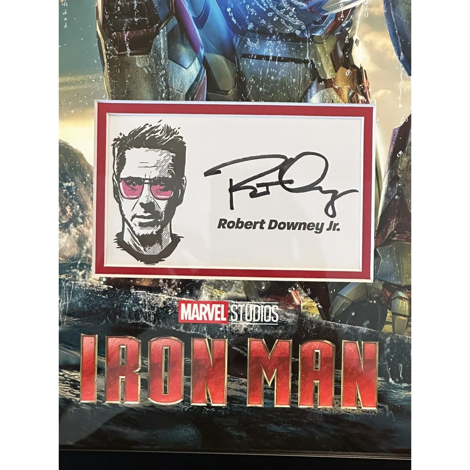Robert Downey Jr — Robert Downey Jr. Autograph Signed 12x16 Iron Man Marvel Matte Framed Full SIG, image 3